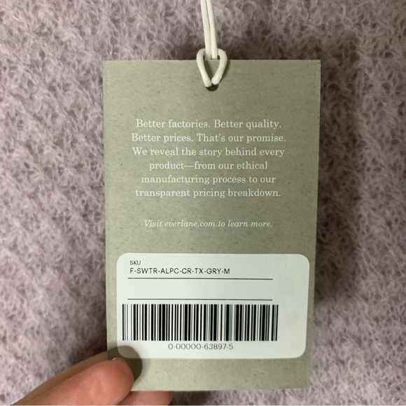 Everlane womens purple alpaca Crewneck knit sweatshirt M NEW - Picture 5 of 8